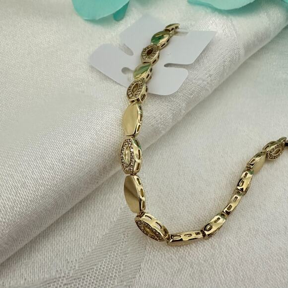 14K Gold Plated XP Adjustable Womens Bracelet Oval Link Oro Laminado - Picture 5 of 9